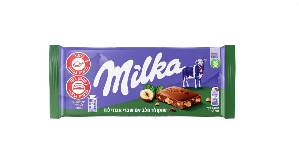 מילקה שוקולד חלב עם אגוזים 90 גרם